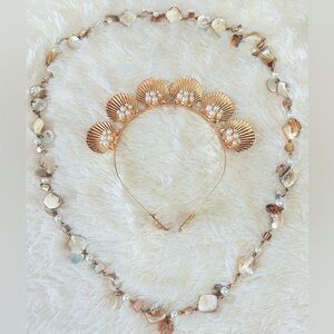 Mermaid Crown Headband and 20” MOP Abalone Seashell Necklace